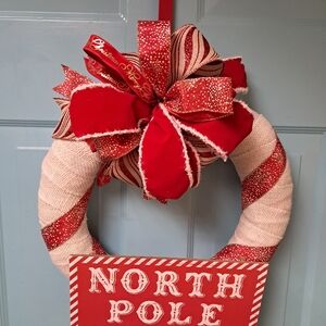 Festive Red and White Holiday Wreath